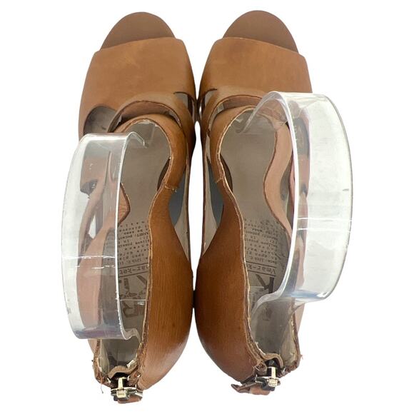 MRKT Cleo Womens US 7 Whiskey Brown Leather Wedge Ankle Boot Booties Shoes - Picture 6 of 10